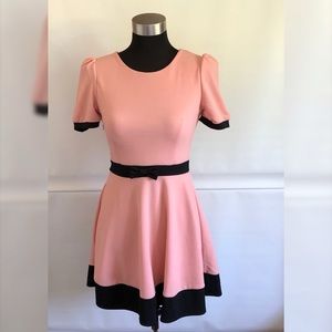 Pink and Black A Line Dress Size: S